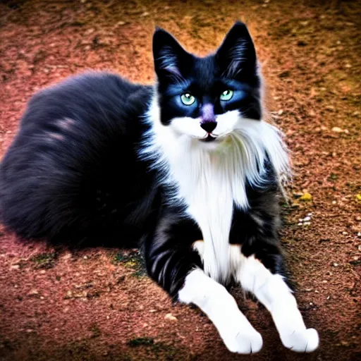 Image similar to a feline collie - cat - hybrid, animal photography