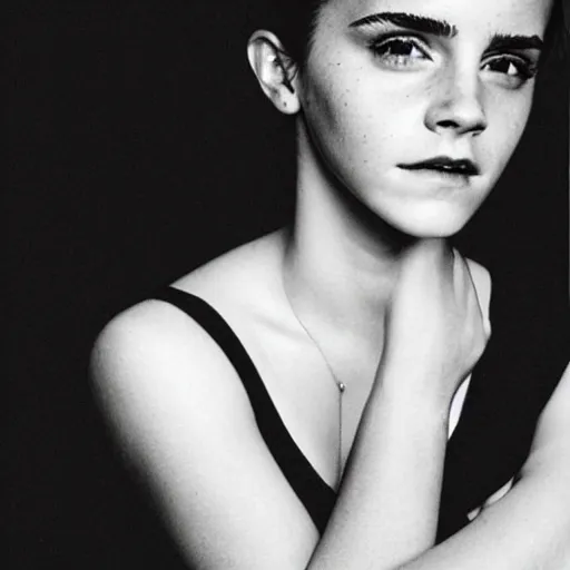 Image similar to Emma Watson, historical photo by Wong Kar-Wai