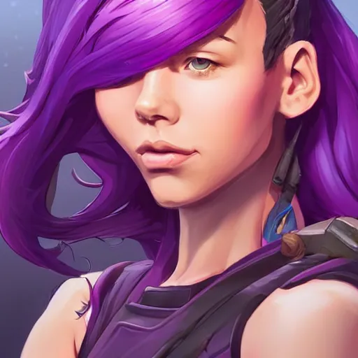 Image similar to beautiful female purple hair fantasy art apex fortnite Video game icon, 2d game art gta5 cover , official fanart behance hd artstation by Jesper Ejsing, by RHADS, Makoto Shinkai and Lois van baarle, ilya kuvshinov, rossdraws