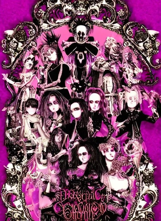 Image similar to baroque bedazzled gothic royalty frames surrounding a pixelsort emo demonic horrorcore Japanese Edward Scissorhands, chromatic aberration, sharpened VHS footage