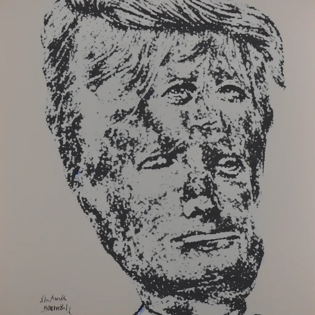 Image similar to individual silk screen portrait of jfk by andy warhol