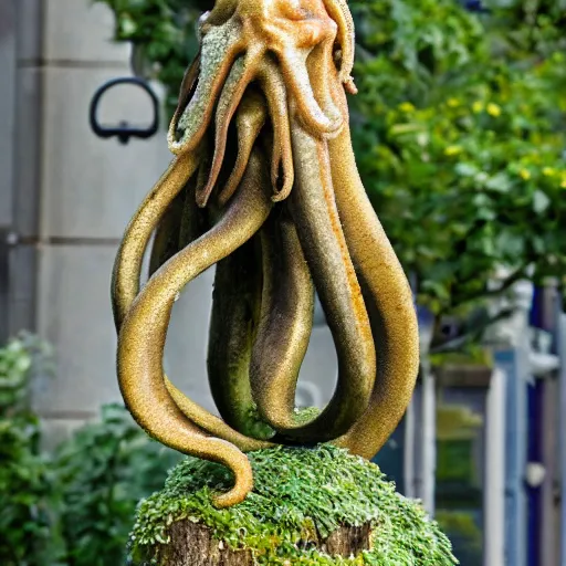 Prompt: overgrown statue of a squid