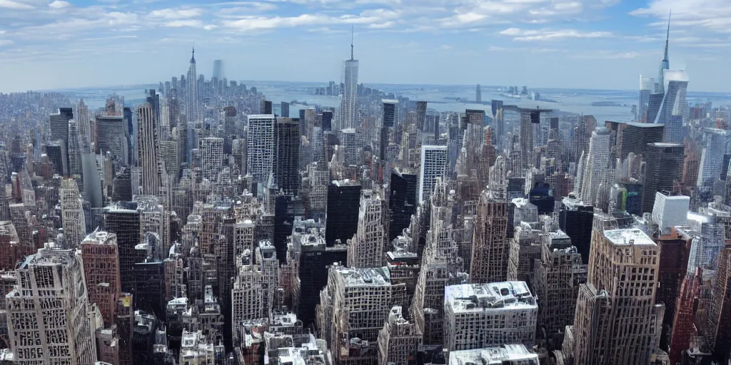 Image similar to giant spaceship above new - york skyline