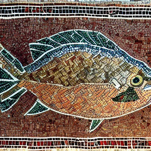 Image similar to roman mosaic of fish from pompeiian villa