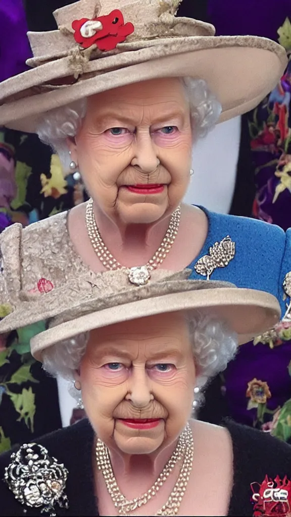 Image similar to queen elizabeth tiktok live stream screenshot