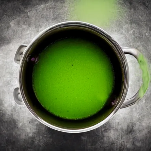 Image similar to brewing universe soup, green steam rising from soup