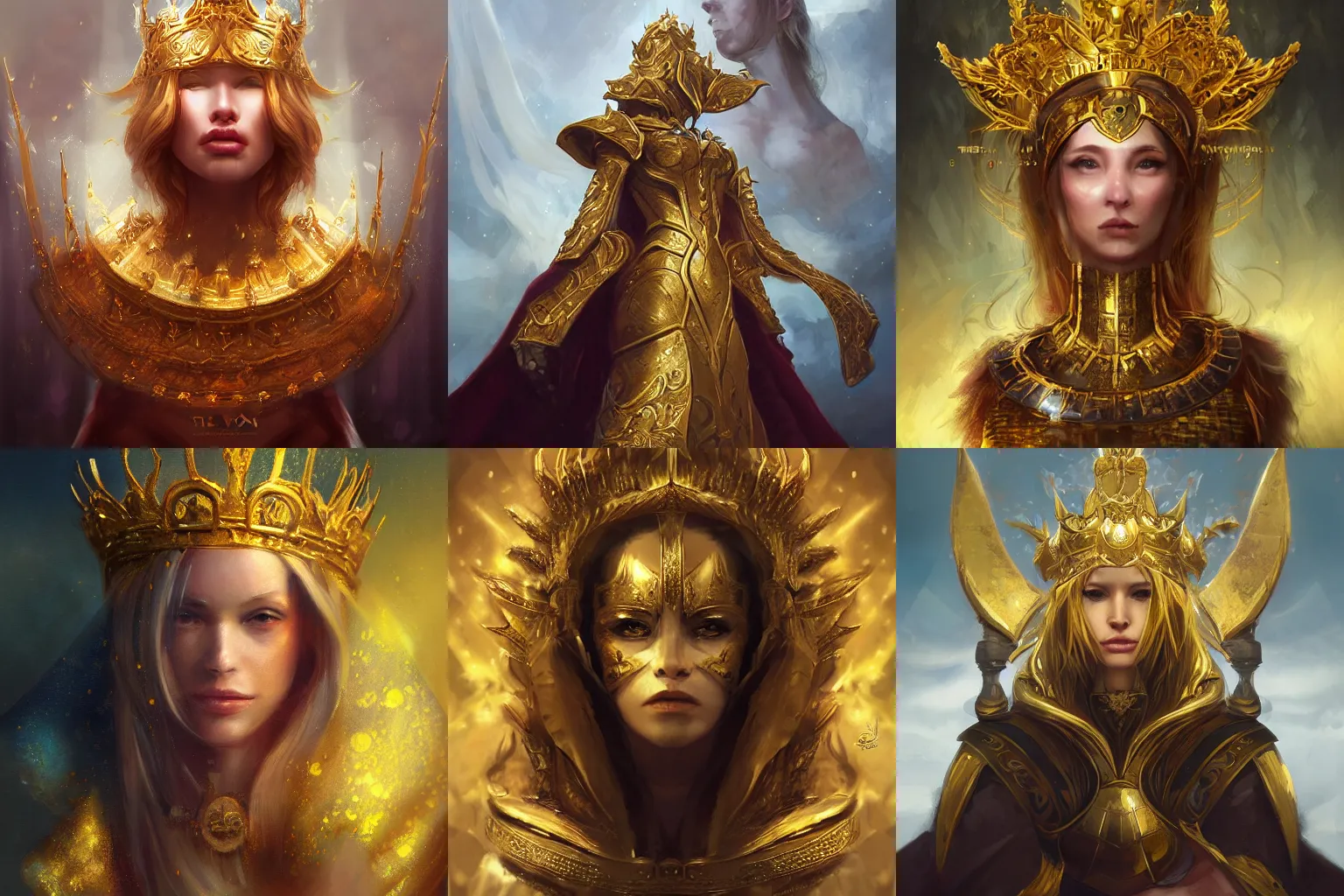 Prompt: the sovereign, golden queen by wlop