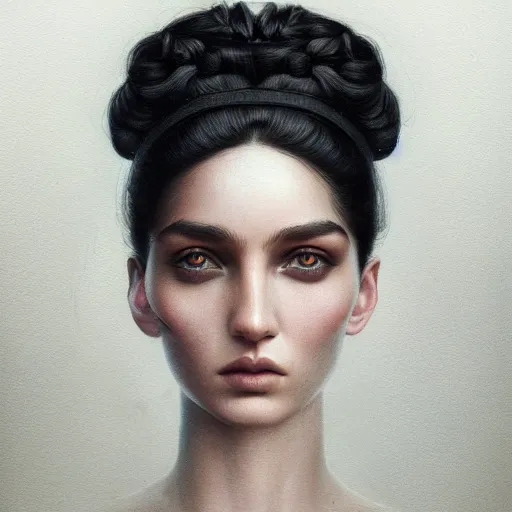 Image similar to tom bagshaw portrait, beautiful portrait of chiara tews in desert robes, black hair, professionally retouched, focus eyes, ultra realistic soft painting, insanely detailed linework, symmetrical accurate intricate features, behance, 8 k