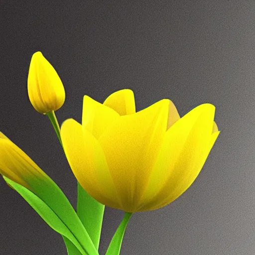 Prompt: highly detailed ray - tracing render of a yellow tulip, unreal engine, 3 d, godrays