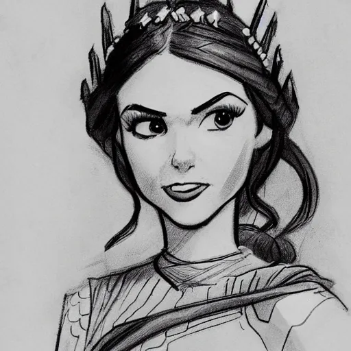 Image similar to milt kahl sketch of victoria justice as princess padme from star wars episode 3