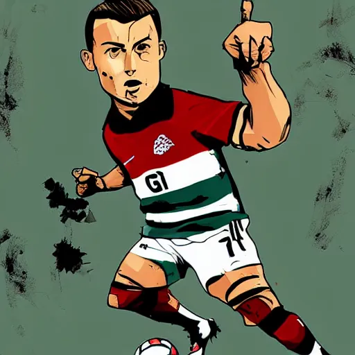 Image similar to ronaldo og in the style of ashley wood # realronaldo