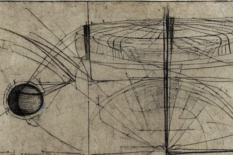 Prompt: engineering sketch by leonardo davinci of a warp drive