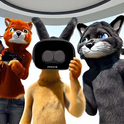 Image similar to hanging with a fairly diverse group of furries in virtual reality