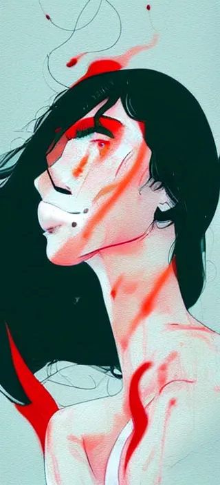 Image similar to lots of swirling, thick smoke from a young woman's mouth, by conrad roset, digital art, trending on artstation