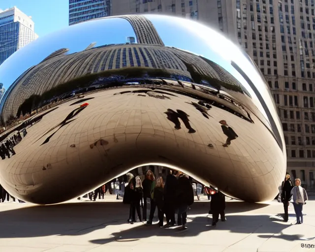 Prompt: the bean in chicago but it's a sausage