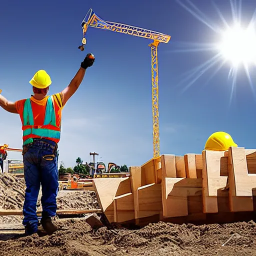 Prompt: Construction worker building the solar system