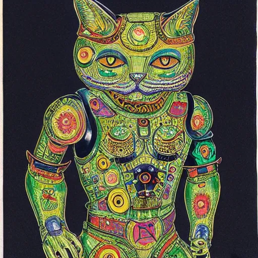 Image similar to cyborg drawn by louis wain