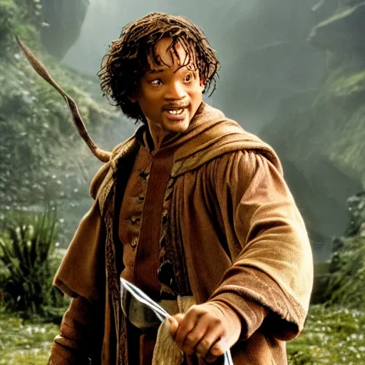 Image similar to will smith playing bilbo baggins in lord of the rings