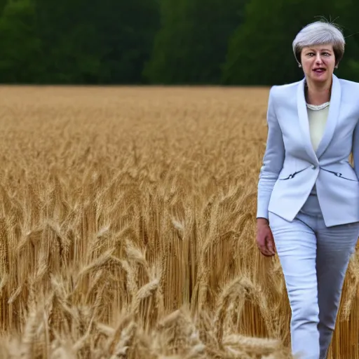 Image similar to theresa may walking in a field of wheat