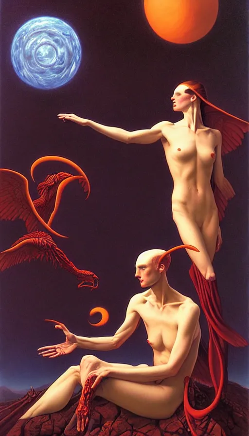 Image similar to the two complementary forces that make up all aspects and phenomena of life, by Gerald Brom,