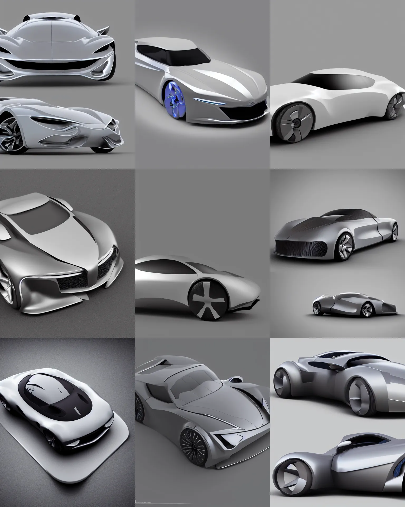 Prompt: full body 3 d render of concept car as a webdesign icon, studio lighting, grey background, no shadow, blender, trending on artstation, 8 k, highly detailed