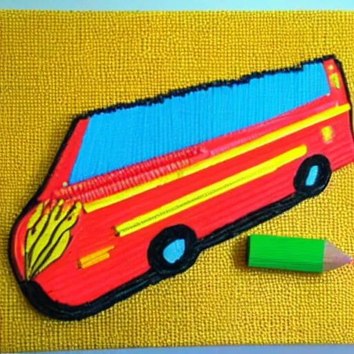 Image similar to school bus made of pencils