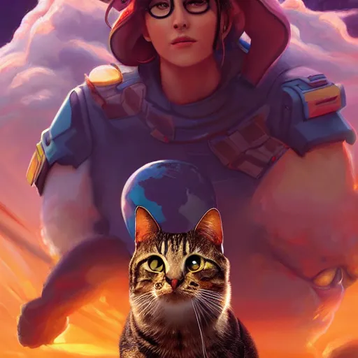 Prompt: a movie poster about cat save the world, oil painting, artstation, cinematic, highly detailed, 4 k, by artgerm