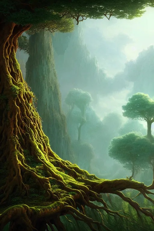 Image similar to a beautiful digital illustration painting of a detailed roots, fantasy druid realm by benoit b. mandelbrot, steven belledin, martin johnson heade, lee madgwick, caspar david friedrich, and david rios ferreira. 8 k resolution trending on artstation concept art digital illustration