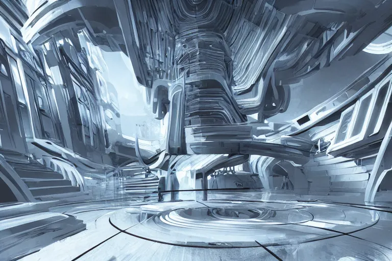 Image similar to futuristic environment with an abstract sculpture, concept art