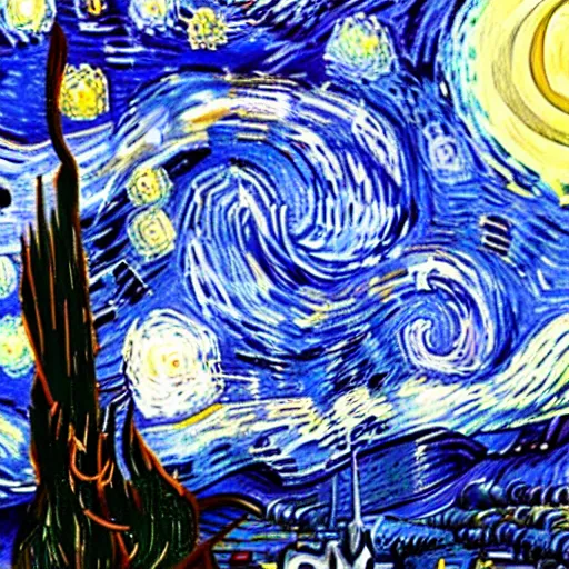 Prompt: starry night with a swing hanging from the moon