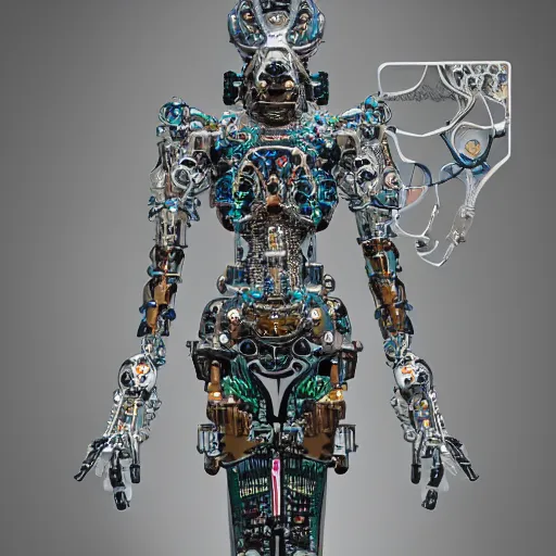 Image similar to highly detailed ornate filigreed convoluted ornamented elaborate cybernetic medical equipment