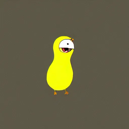 Image similar to yellow bird character with dot eyes, from adventure time,