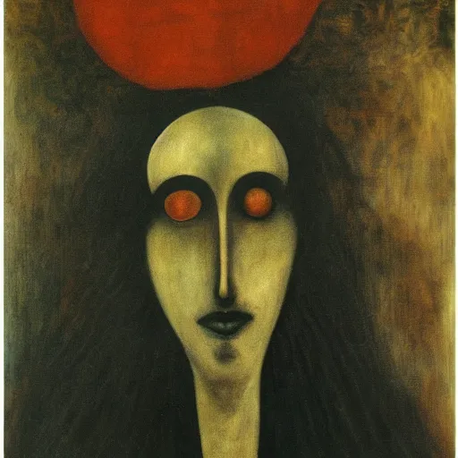 Image similar to the most enigmatic face, by leonora carrington