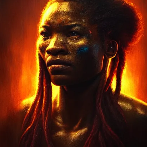 Image similar to menacing female predator from the predator movies portrait, atmospheric lighting, painted, intricate, volumetric lighting, beautiful, rich deep colors masterpiece, golden hour, sharp focus, ultra detailed, by Leesha Hannigan, Ross Tran, Thierry Doizon, Kai Carpenter, Ignacio Fernández Ríos