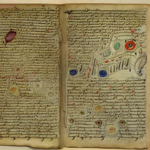 Image similar to voynich manuscript, very very very very very very detailed