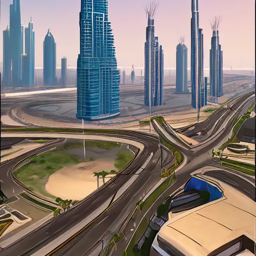 Image similar to gta : dubai, by aramaki shi nji