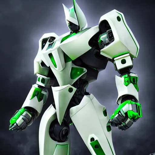 Image similar to saudi warrior mecha, green and white, full body mecha suit, epic urban battle, Murata Yasushi Nirasawa Style, beautiful aesthetic, photorealistic, volumetric lighting, hyperrealistic, octane render, HDR, Production IG Studios Anime Style, concept art