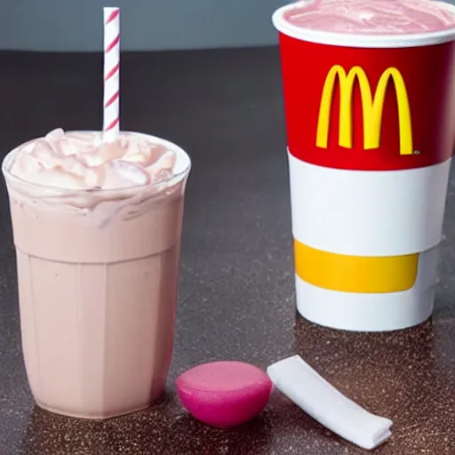 Image similar to a mcdonalds milkshake made out of crystal