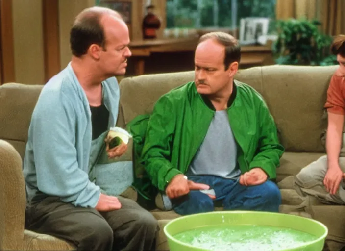 Image similar to the episode of Frasier where everyone gets covered with nickelodeon slime hd