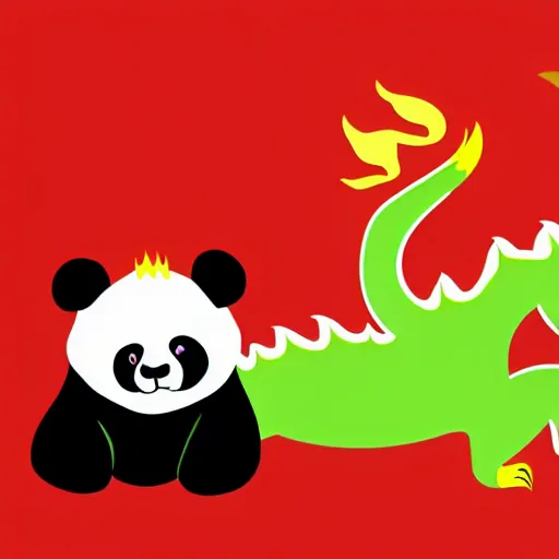 Image similar to vector art of welsh dragon and cute panda mixed, intercrossed, chimera, welsh flag, adobe illustrator