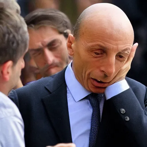 Image similar to dramatic photo of Enrico Letta just discovered that he just lost the elections