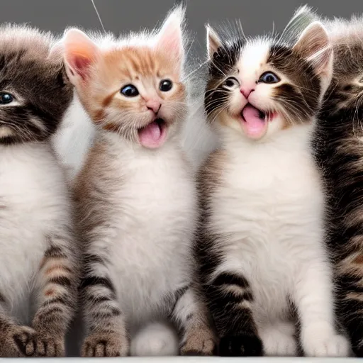 Image similar to an amazing award winning photo of kittens singing in a mic, very detailed and sharp, 4k hdr, masterpiece