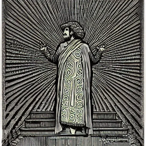 Image similar to A realistic profile picture of a deity-of-language by Gustave Dore in ASCII art style