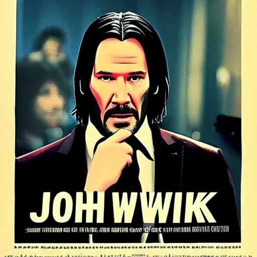 Prompt: John wick in 70s movie poster,