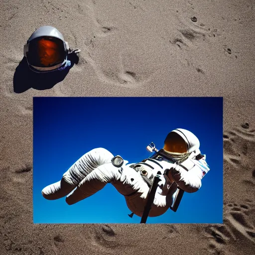 Image similar to an astronaut lounging in the beach, dramatic lighting, cinematic, extremly high detail, photorealistic, cinematic lighting, nasa footage