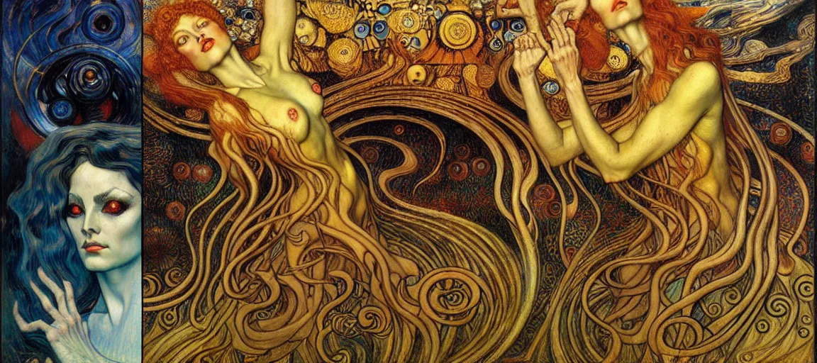 Image similar to Divine Chaos Engine by Karol Bak, Jean Delville, William Blake, Gustav Klimt, and Vincent Van Gogh, symbolist, visionary