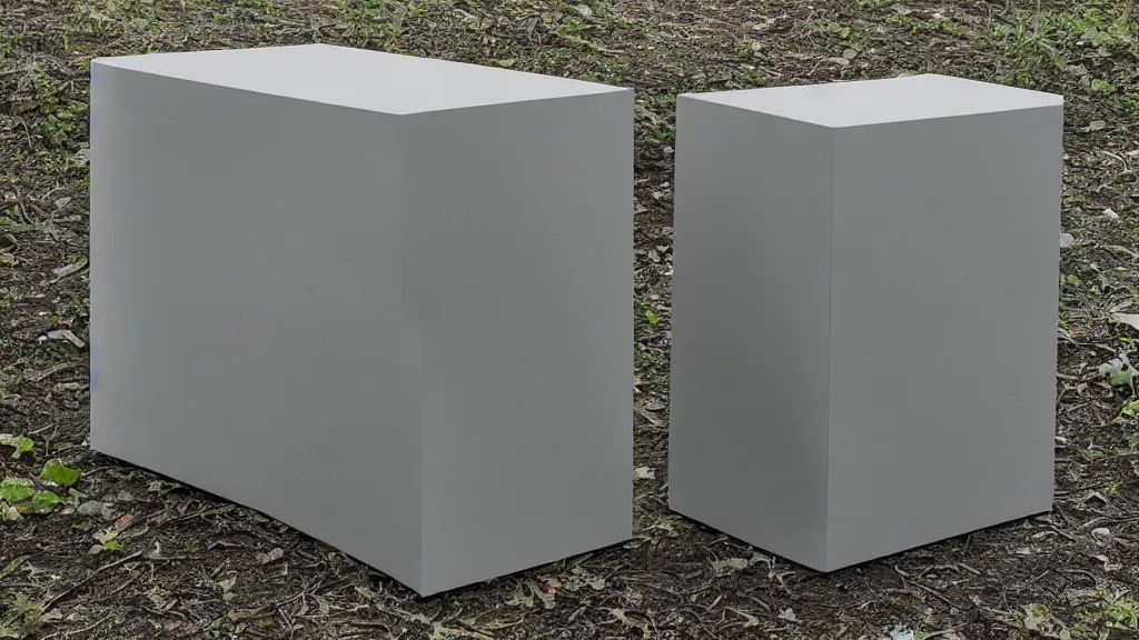 Prompt: postcyberpunk blind credenza cube ( s ) in nature