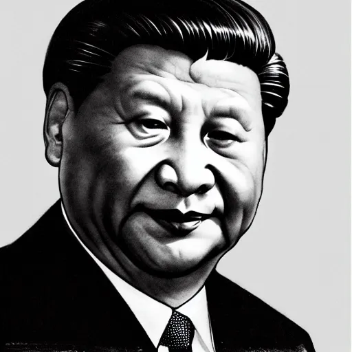 Image similar to closeup portrait of xi jinping by frank frazetta, head facing directly front on