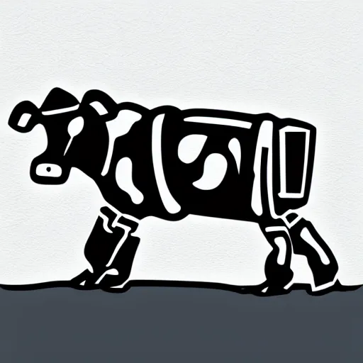 Image similar to boston dynamics robot cow as an svg sticker, 2 d, flat, vector art