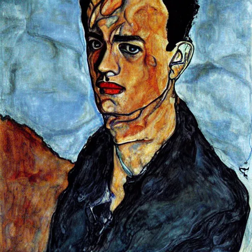 Prompt: portrait of Tom Hanks painted by Egon Schiele